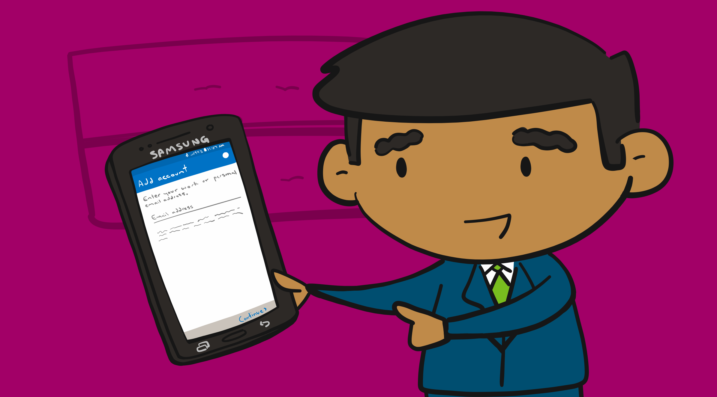 how to add work email to samsung phone