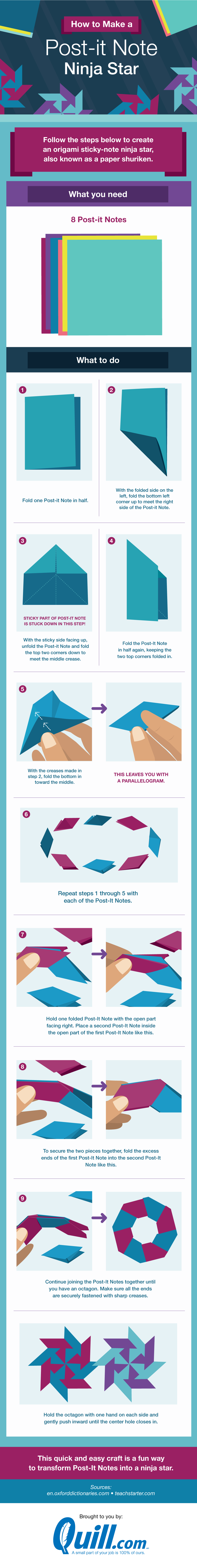 How to make a postit note ninja star Quill Blog