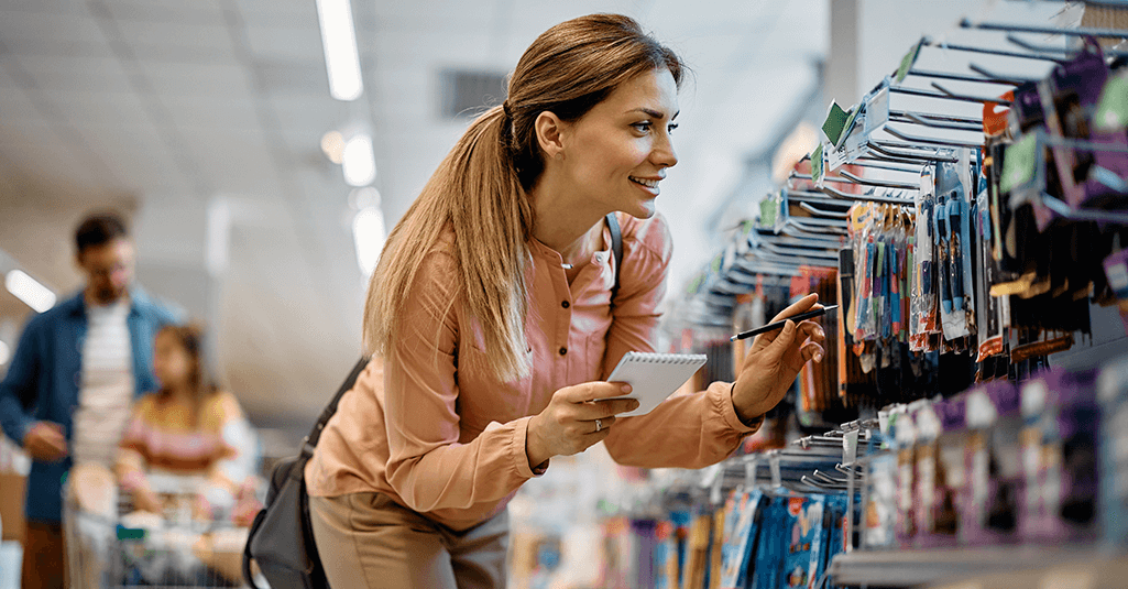 Shopping in office supplies store