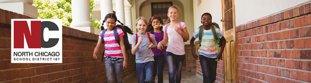 4 students running on hallway