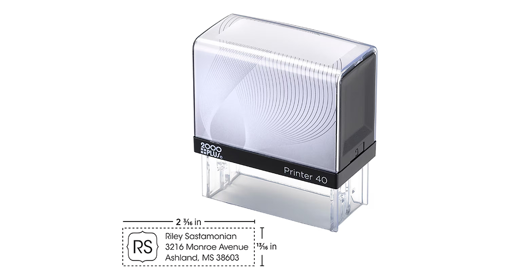 Custom 2000 Plus® Self-Inking Monogram Printer 40 Stamp, 0.81" x 2.19"