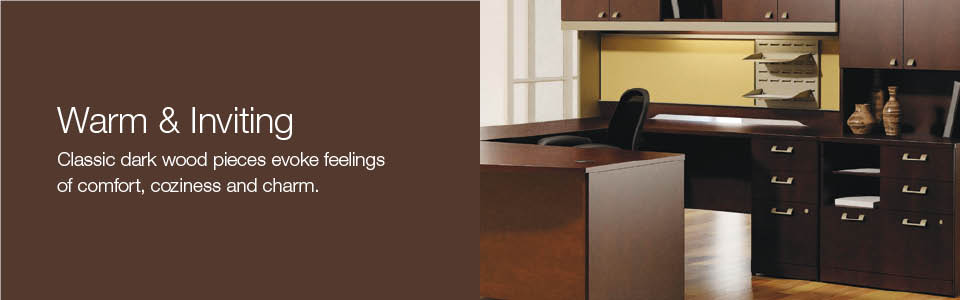 Warm & Inviting. Classic dark wood pieces evoke feelings of comfort, coziness and charm.