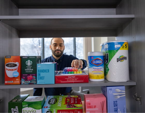 Image of a modern office janitorial shelf