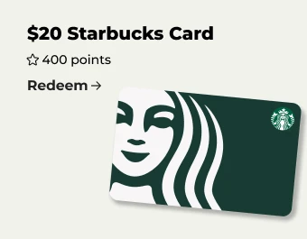 Redeem: $20 starbucks card
