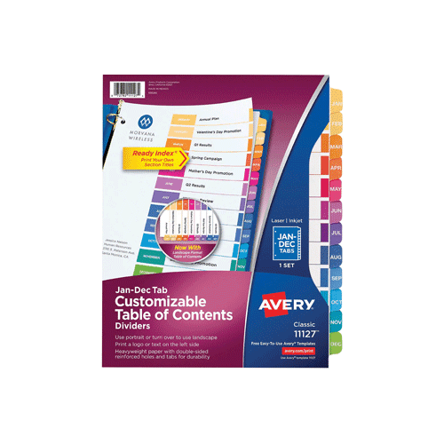 Table of contents dividers