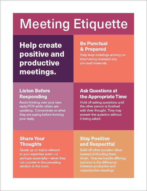 Meeting etiquette checkerboard