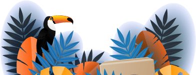 Illustration of a jungle filled with amazon boxes