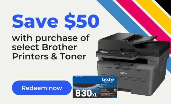 Save $50 with purchase of select Brother ink & toner