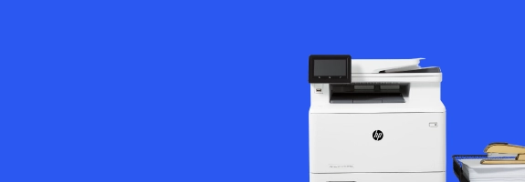 image of printer on blue background