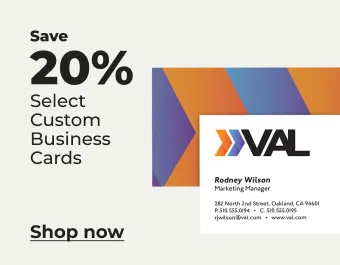 Up to 20% off custom business cards