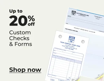 Up to 20% off custom checks