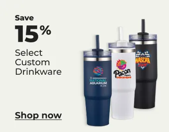 Save 15% on custom drinkware