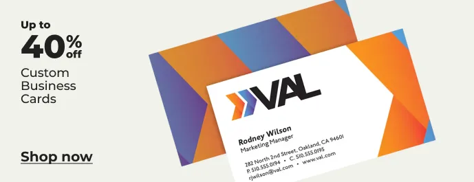 Up to 40% off custom business cards