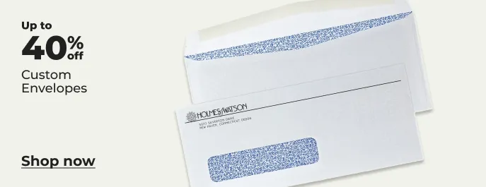 Up to 40% off custom envelopes