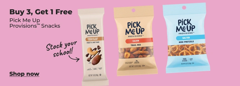 Shop now: buy 3 get 1 Pick Me Up Provisions snacks
