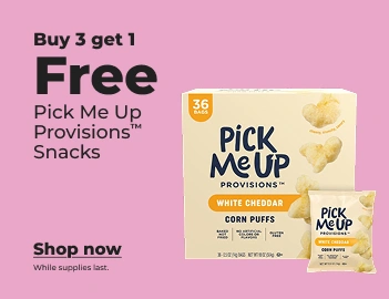 Shop now: Buy 3 get 1 PickMeUp snacks