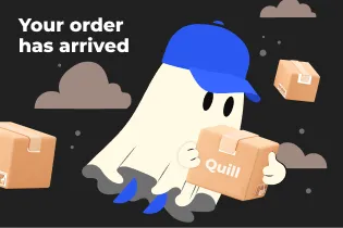 Image of a ghost delivering a package