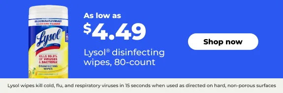 $4.99 Lysol disinfectant wipes