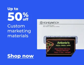 Up to 50% of Custom marketing materials