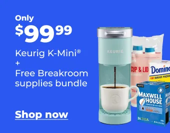 $99.99 Keurig K-Mini coffee maker + free breakroom supplies bundle