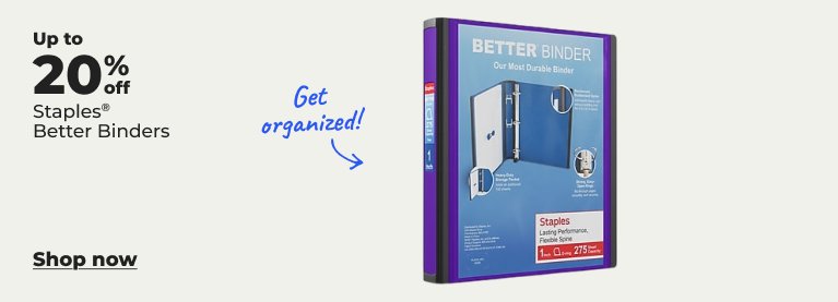 Up to 20% off Staples Better Binders