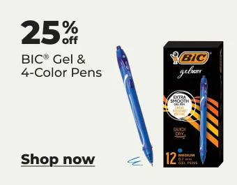 25% off BIC gel & 4-color pens