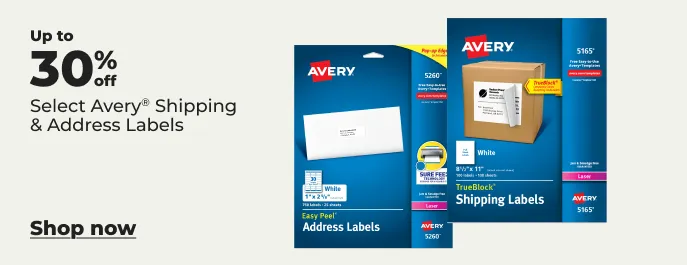 Up to 30% off select Avery address labels
