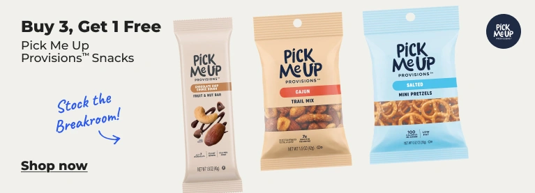 Shop now: Buy 3 get 1 PickMeUp snacks
