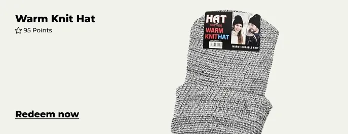 Get a warm knit hat with 95 points