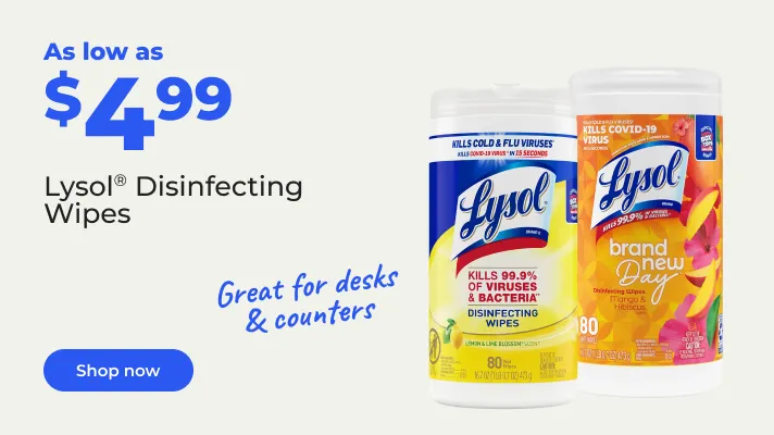 Lysol disinfecting wipes. As low as $4.99