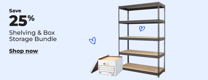 Save 25% shelving & box storage bundle