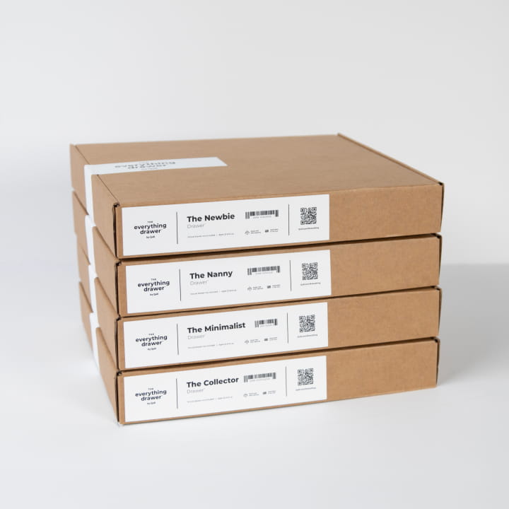 box containing office supplies