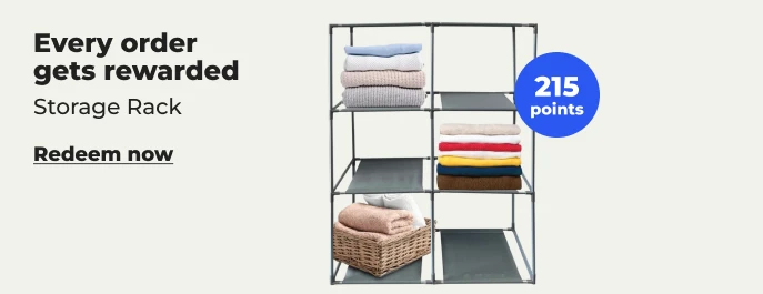 Redeem now: storage rack with 215 points