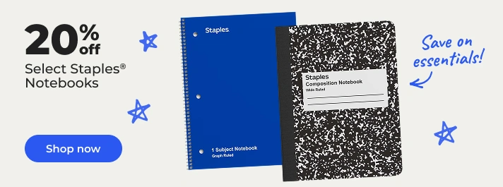 Shop now: 20% off select staples notebooks