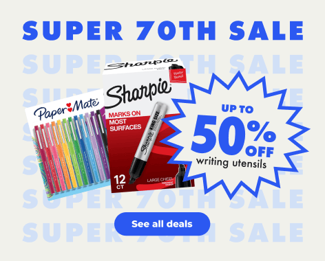 See all deals: Super 70th Sale 50% off writing utensils