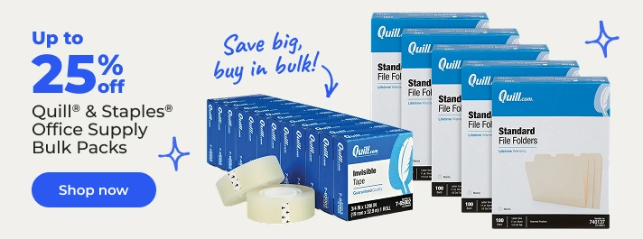 Shop now: up to 25% off Quill & Staples office supplies