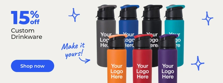 Shop now: 15% off Custom Drinkware