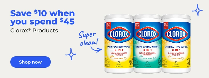 Shop now: $10 off when you spend $45 on Clorox
