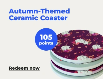 Redeem now: Autumn ceramic coasters with 105 points