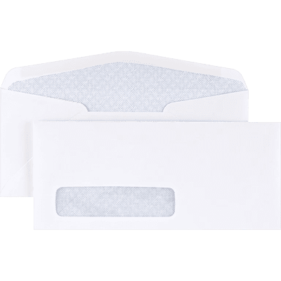 Quill Brand Gummed Security Tinted #10 Window Envelope, 4 1/8" x 9 1/2", White Wove, 500/Box (69667 / 70693)