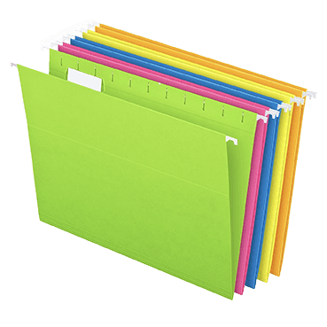 Pendaflex Glow 5-Tab Hanging File Folders, Letter Size, Multicolor, 25/Box (81672)