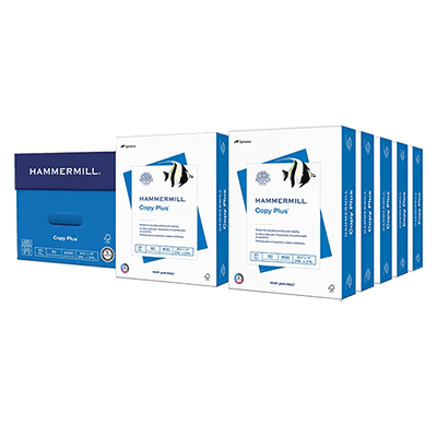 Hammermill Copy Plus 8.5" x 11" Copy Paper, 20 lbs., 92 Brightness, 5000 Sheets/Carton (105007)