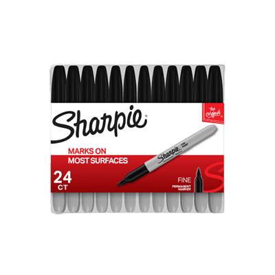 Sharpie Permanent Markers, Fine Tip, Black, 24/Pack (2042918)