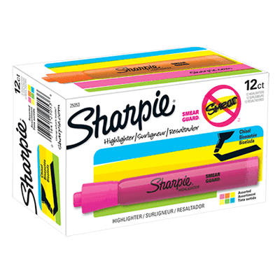 Sharpie Tank Highlighter, Chisel Tip, Assorted, Dozen (25053)