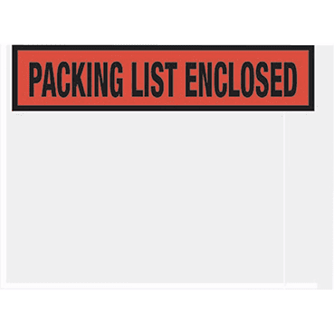 Packing List Envelopes, 4-1/2" x 5-1/2", Red Panel Face "Packing List Enclosed", 1000/Case