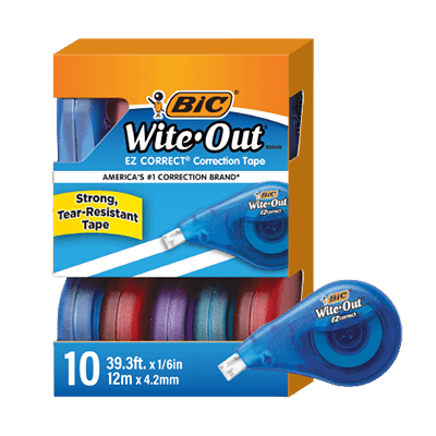 BIC Wite-Out EZ Correct Correction Tape, White, 10/Pack (50790)