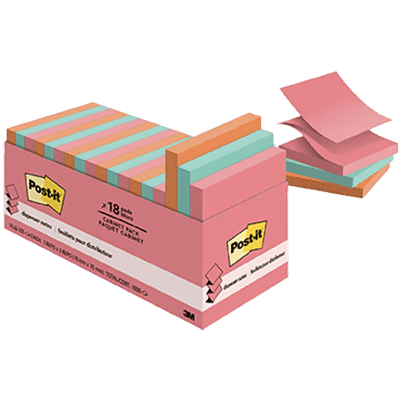 Post-it Pop-up Notes, 3" x 3", Poptimistic Collection, 100 Sheets/Pad, 18 Pads/Cabinet Pack (R330-18CTCP)