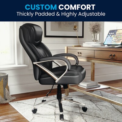 Flash Furniture HERCULES Series Ergonomic LeatherSoft Swivel Big & Tall Executive Office Chair, Black (GO2092M1BK)