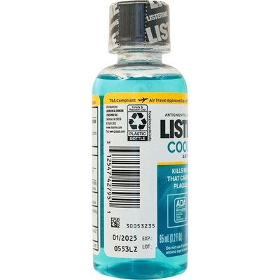 Listerine Cool Mint Trial Size Mouthwash, 3.2 oz Bottle, 8 Bottles/Bag, 12 Bags/Carton