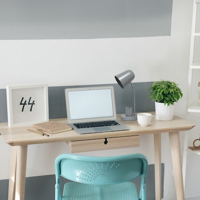 Simple Designs Sleek Essentials LED Desk Lamp, 15.75", Gray Metal (LT2128-GRY)